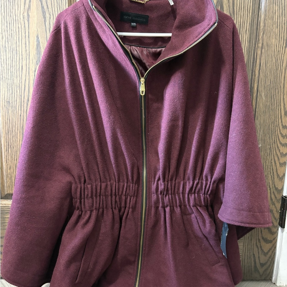 Steve Madden Burgundy Cape Coat